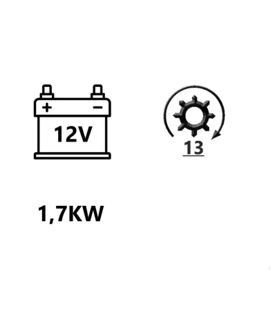 Rozrusznik silnika MITSUBISHI L3E (12V/1.7KW)