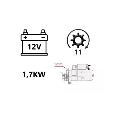 Rozrusznik silnika VOLVO PENTA AQ260A (12V/1.7KW) - PROSTY