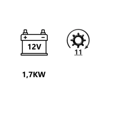 Rozrusznik silnika GM 3.0L (12V/1.7KW) - PROSTY