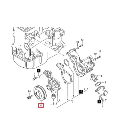 Koło pasowe pompy wody VOLKSWAGEN (VW) ADF