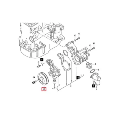 Koło pasowe pompy wody VOLKSWAGEN (VW) ADF
