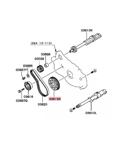 Koło rozrządu MITSUBISHI 4G63 8V - wałek balansowy (duże)