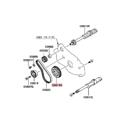 Koło rozrządu MITSUBISHI 4G64 8V - wałek balansowy (duże)
