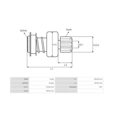 Bendiks (zębatka) rozrusznika silnika TOYOTA 5K