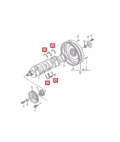 Pierścienie (panewki) oporowe wału VOLKSWAGEN (VW) ADF - STD