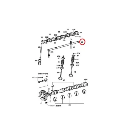 Wałek dźwigni (dźwigienek) zaworu TOYOTA 5K