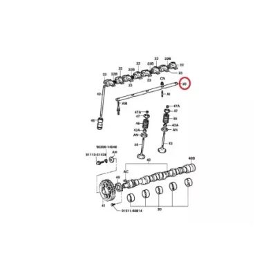 Wałek dźwigni (dźwigienek) zaworu TOYOTA 5K