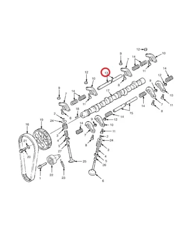 Wałek dźwigni (dźwigienek) zaworu ssący MAZDA FE 8V