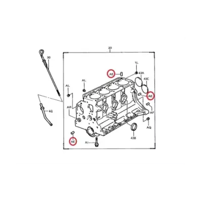 Sworzeń (tulejka) ustalający bloku-głowicy TOYOTA 5K