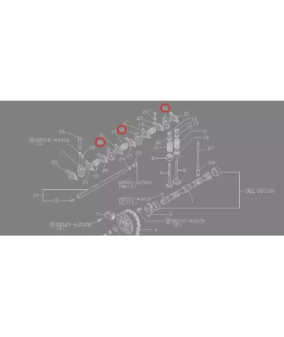 Podpora wałka (wałek) dźwigni (dźwigienek) zaworu NISSAN H20II