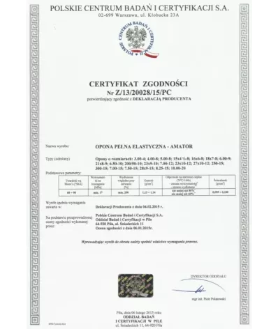 OPONA 250-15/7 .50 PEŁNA ELASTYCZNA STANDARD