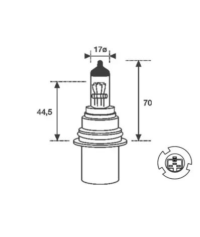 Żarówka (halogenowa) HB1 (12V) 65/45W (P29T)