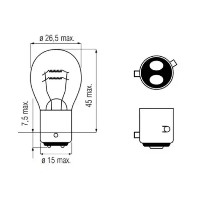 Żarówka P21/5W (12V) 21W/4W (BAZ15D) - BIAŁA