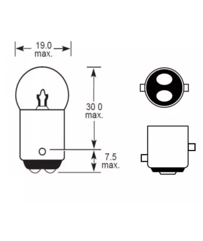 Żarówka R10W (48V) 10W (BAY15D) - BIAŁA