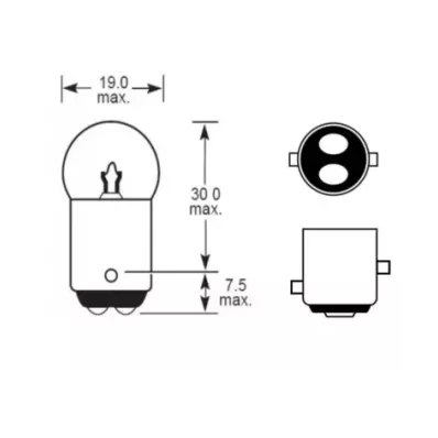 Żarówka R10W (48V) 10W (BAY15D) - BIAŁA