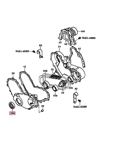 Uszczelniacz wału korbowego przód (obrotowy) TOYOTA 4Y (seria: 5/6/7/8) -1
