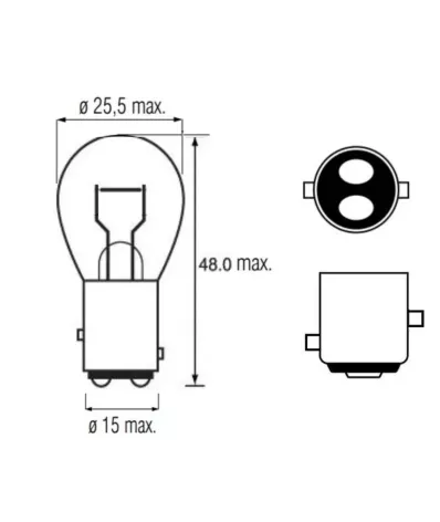 Żarówka P25W (48V) 25W (BAY15D) - BIAŁA