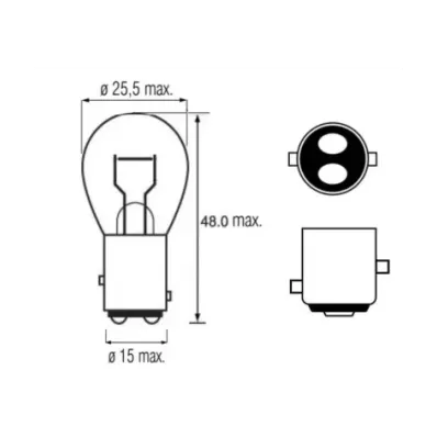 Żarówka P25W (48V) 25W (BAY15D) - BIAŁA