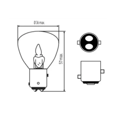 Żarówka P40W (36V) 40W (BAY15D) - BIAŁA