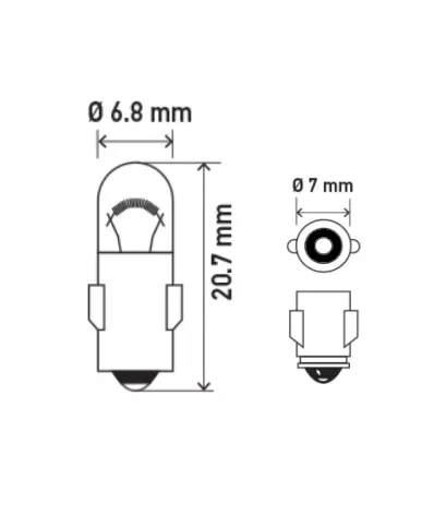 Żarówka T1.2W (12V) 1.2W (BA7S) - BIAŁA
