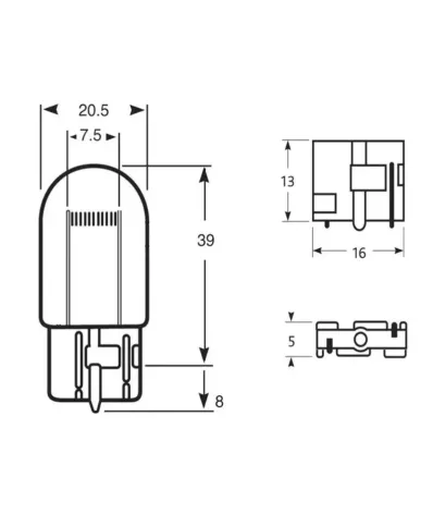 Żarówka W21W (12V) 21W (W3X16D) - POMARAŃCZOWA