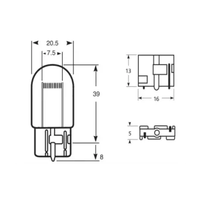 Żarówka W21W (12V) 21W (W3X16D) - POMARAŃCZOWA