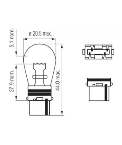 Żarówka P27W (12V) 27W (W2.5X16D) - BIAŁA