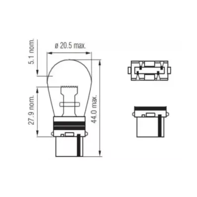 Żarówka P27W (12V) 27W (W2.5X16D) - BIAŁA