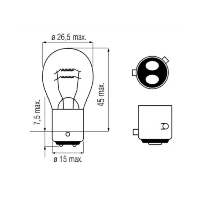 Żarówka PR21/5W (12V) 21/5W (BAW15D) - CZERWONA