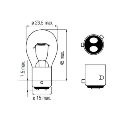 Żarówka PR21W (12V) 21W (BAW15D) - CZERWONA