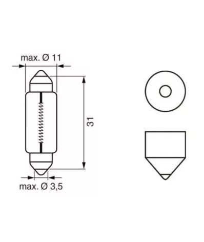 Żarówka C5W (12V) 5W (SV8.5-8) DŁ.31MM  - BIAŁA