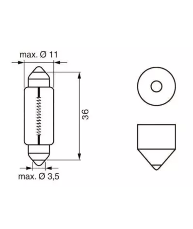 Żarówka C5W (12V) 5W (SV8.5-8) DŁ.36MM  - BIAŁA