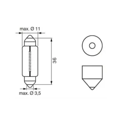 Żarówka C5W (12V) 5W (SV8.5-8) DŁ.36MM  - BIAŁA