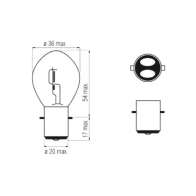 Żarówka S1 (12V) 25W/25W (BA20D) - BIAŁA