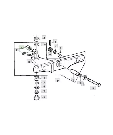 Tuleja zawieszenia przedniej osi John Deere (40x45x38).