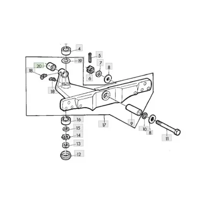 Tuleja zawieszenia przedniej osi John Deere (40x45x38).