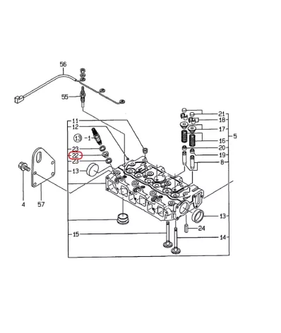 Uszczelka wtrysku (wtryskiwacza) YANMAR 3TNA72,.