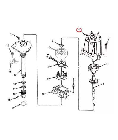 Kopułka aparatu zapłonowego GM 4,3L V6 - pionowe - wózek widłowy