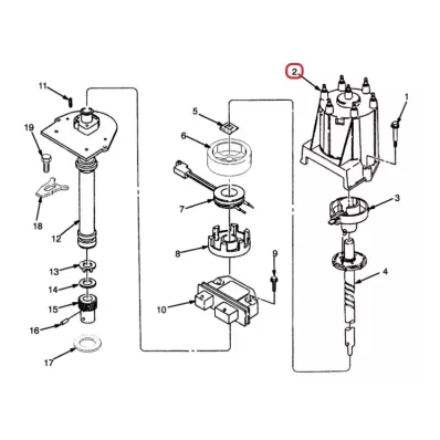 Kopułka aparatu zapłonowego GM 4,3L V6 - pionowe - wózek widłowy
