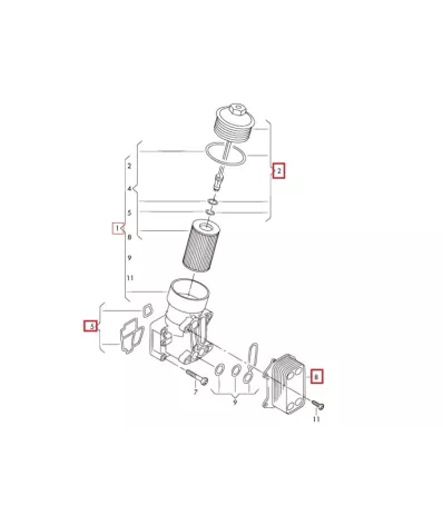 Obudowa filtra oleju silnika VOLKSWAGEN (VW) CPY + chłodnica (chłodniczka)
