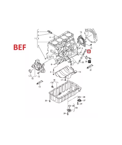 Prowadnica miarki poziomu oleju (bagnetu) VOLKSWAGEN (VW) BEF - GÓRNA