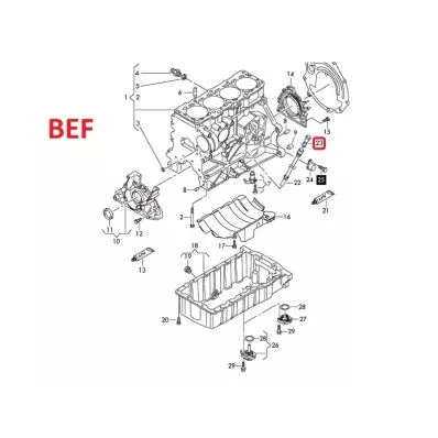 Prowadnica miarki poziomu oleju (bagnetu) VOLKSWAGEN (VW) BEF - GÓRNA