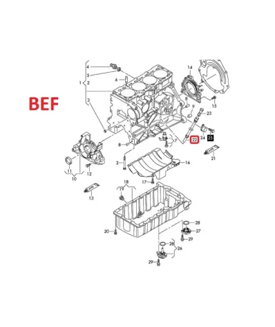 Prowadnica miarki poziomu oleju (bagnetu) VOLKSWAGEN (VW) BEF - DOLNA