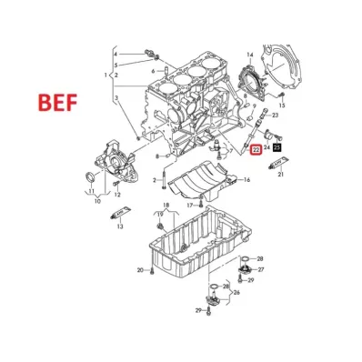 Prowadnica miarki poziomu oleju (bagnetu) VOLKSWAGEN (VW) BEF - DOLNA