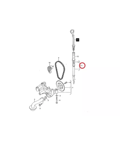 Prowadnica miarki poziomu oleju (bagnetu) VOLKSWAGEN (VW) CBSA - DOLNA
