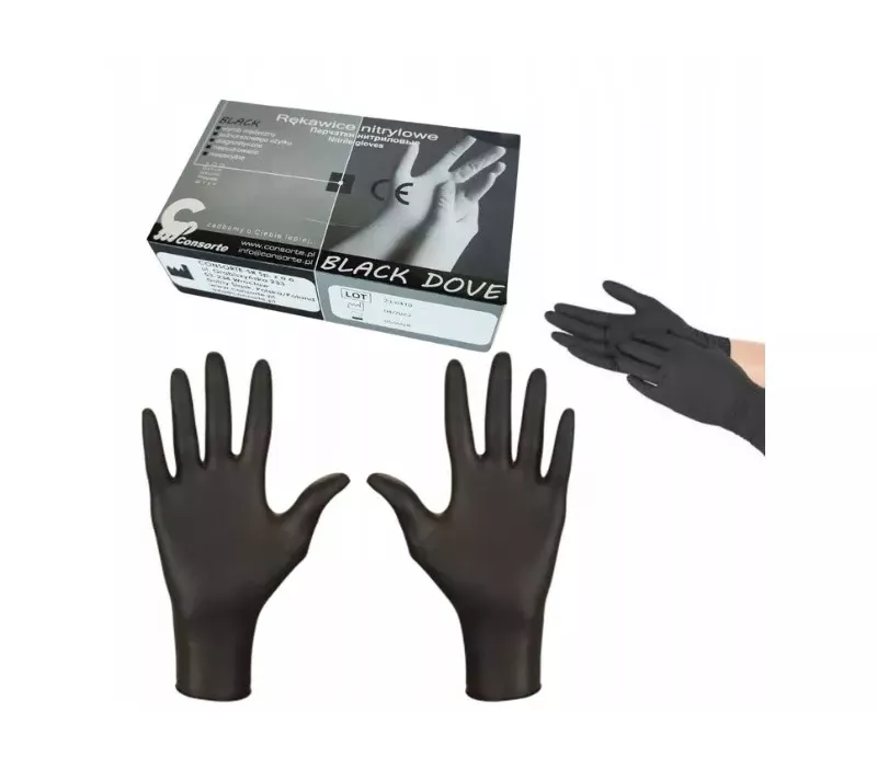 Rękawice (rękawiczki jednorazowe) robocze 100szt. - czarne
