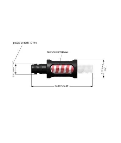 Wskaźnik przepływy wody (10mm) AQ BFS - systemu uzupełniania wody (nawadnianie baterii)