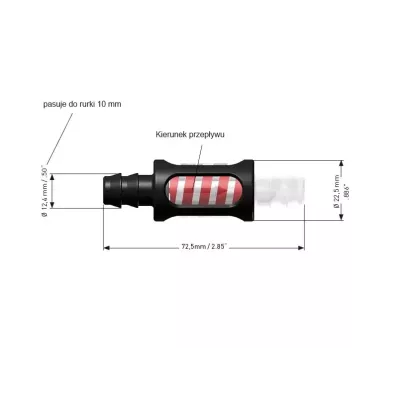 Wskaźnik przepływy wody (10mm) AQ BFS - systemu uzupełniania wody (nawadnianie baterii)
