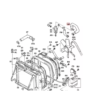 Przewód (wąż) chłodnicy silnika TOYOTA 4Y - GÓRNY (seria: 6) - wózek widłowy