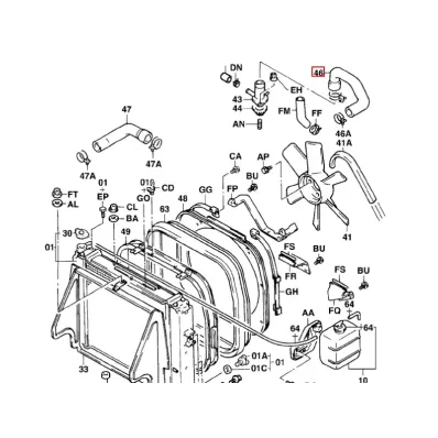 Przewód (wąż) chłodnicy silnika TOYOTA 4Y - GÓRNY (seria: 6) - wózek widłowy